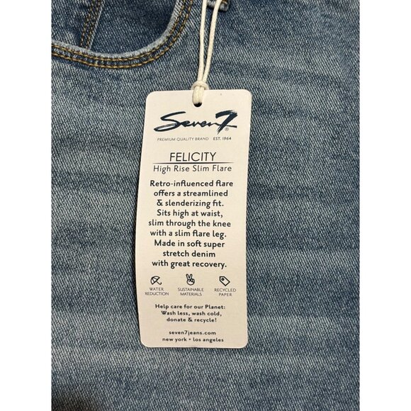 Seven7 Felicity High Rise Slim Flare Jeans Women's 12 Light Wash Stretch Denim - Picture 4 of 13